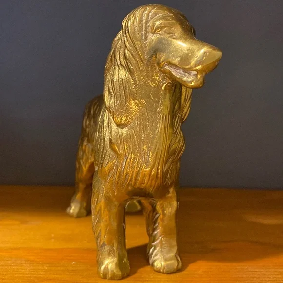 Small Brass Spaniel Dog gold decor sculpture - Picture 4 of 6